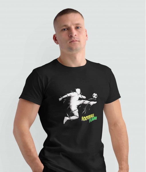 Мъжка тениска с щампа Спортни Илюстрации Football flame - TShirtArtShop.com